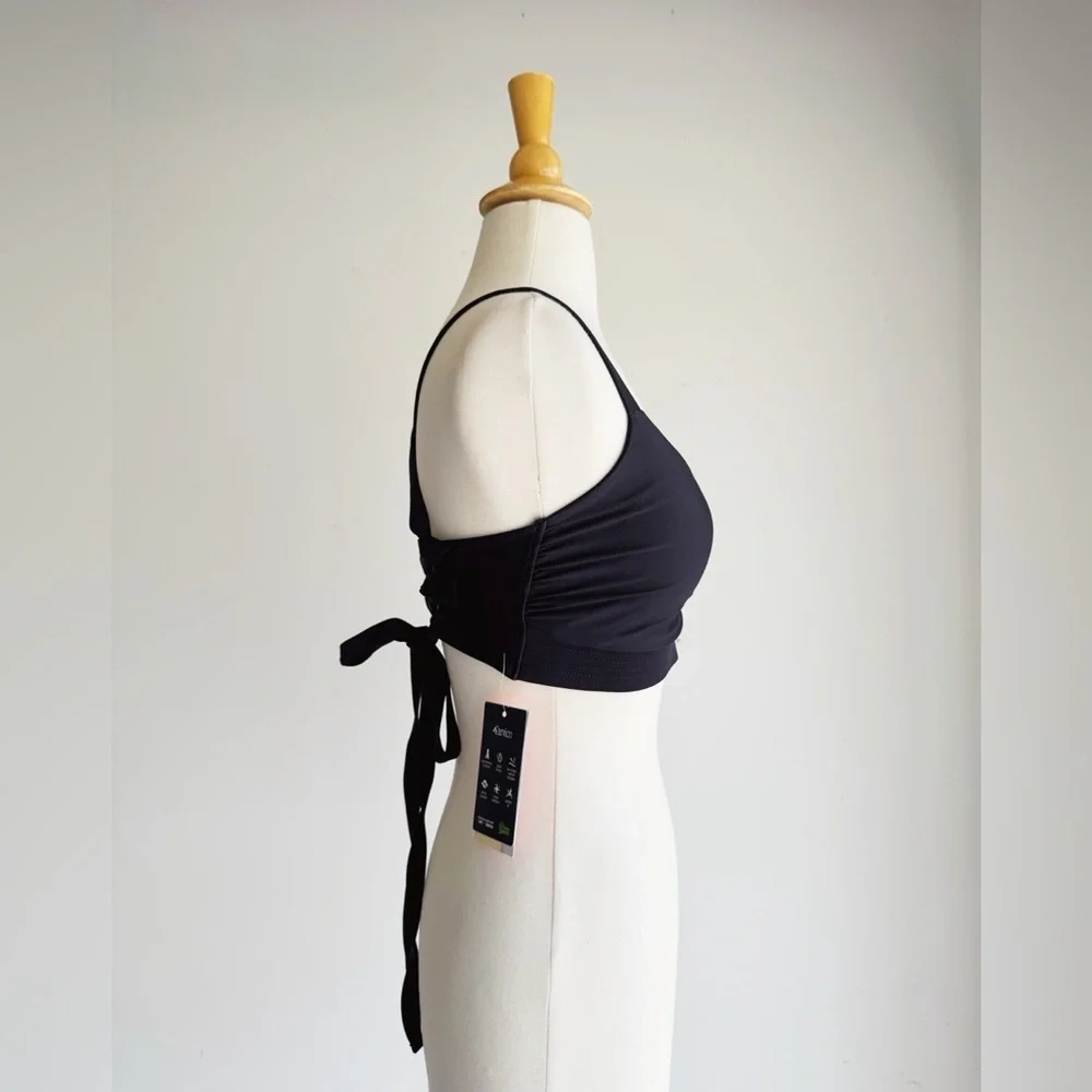 NWT WILD ISLES Black Cross Back Bikini Top Size 1 (30-36 D, 30-32 DD, and 30F)